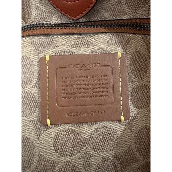 COACH Relay Tote Bag CH756 - Black Polished Pebble Leather Brown -Tanned Leather - Picture 13 of 16